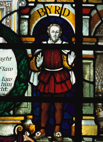 William Byrd - afbeelding van de Engelse componist in een glas-in-loodraam, St Sepulchre Church, Londen door Unknown
